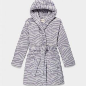 Ugg Aarti Dressing Gown Hooded Robe- Cloudy Grey Zebra